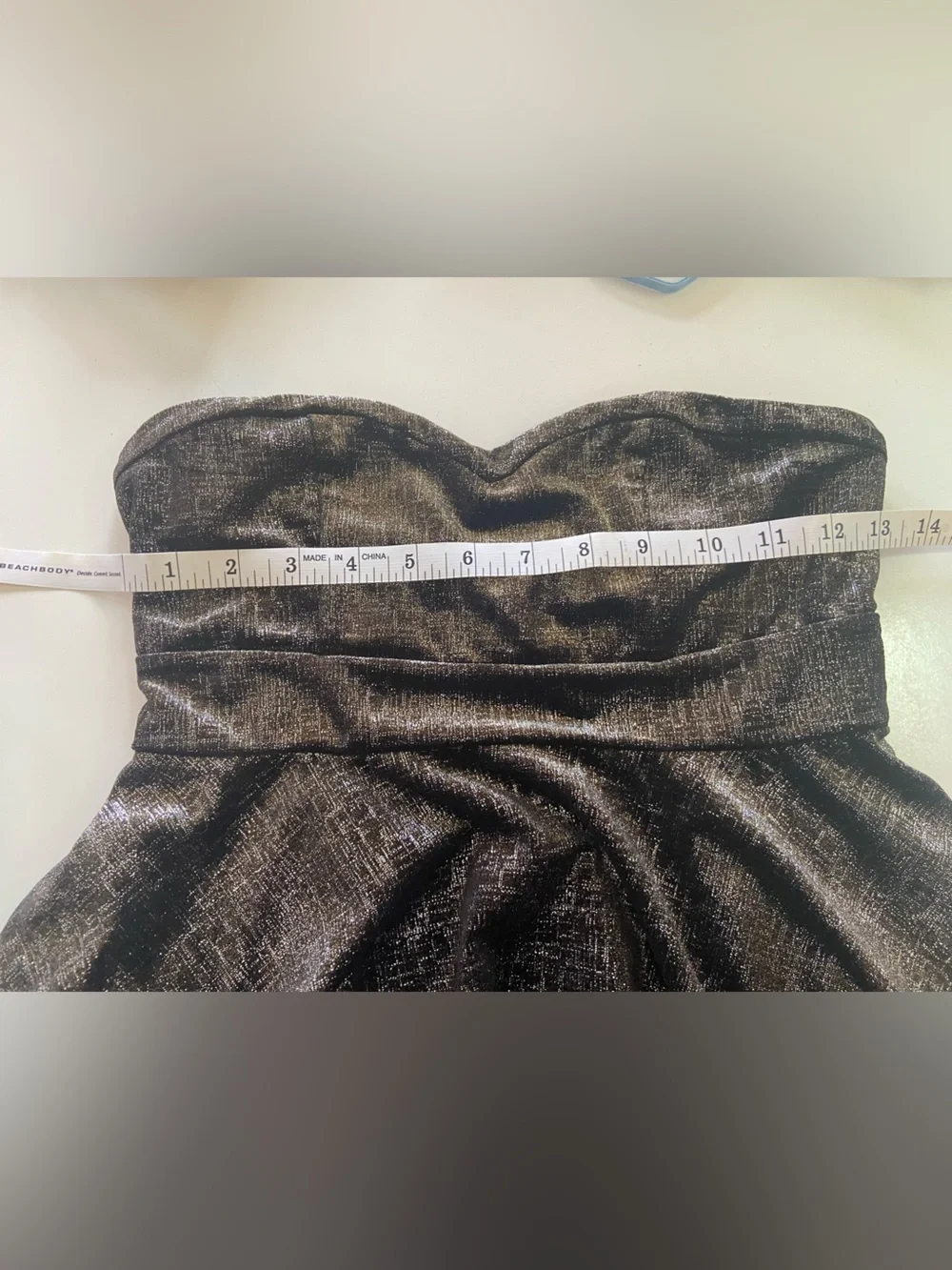 Free People Black + Gold Shimmery Strapless Mini Dress/Tunic size XS never worn